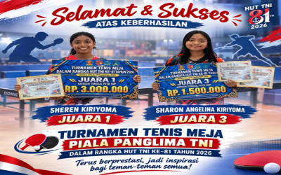 Duo Kembar SMP Negeri 19 Ambon Harumkan Nama Sekolah: Sheren dan Sharon Raih Juara 1 & 3 Turnamen Tenis Meja Piala Panglima TNI 2026